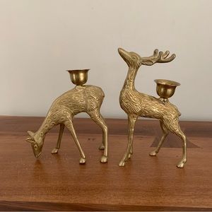 Solid brass deer candle holders